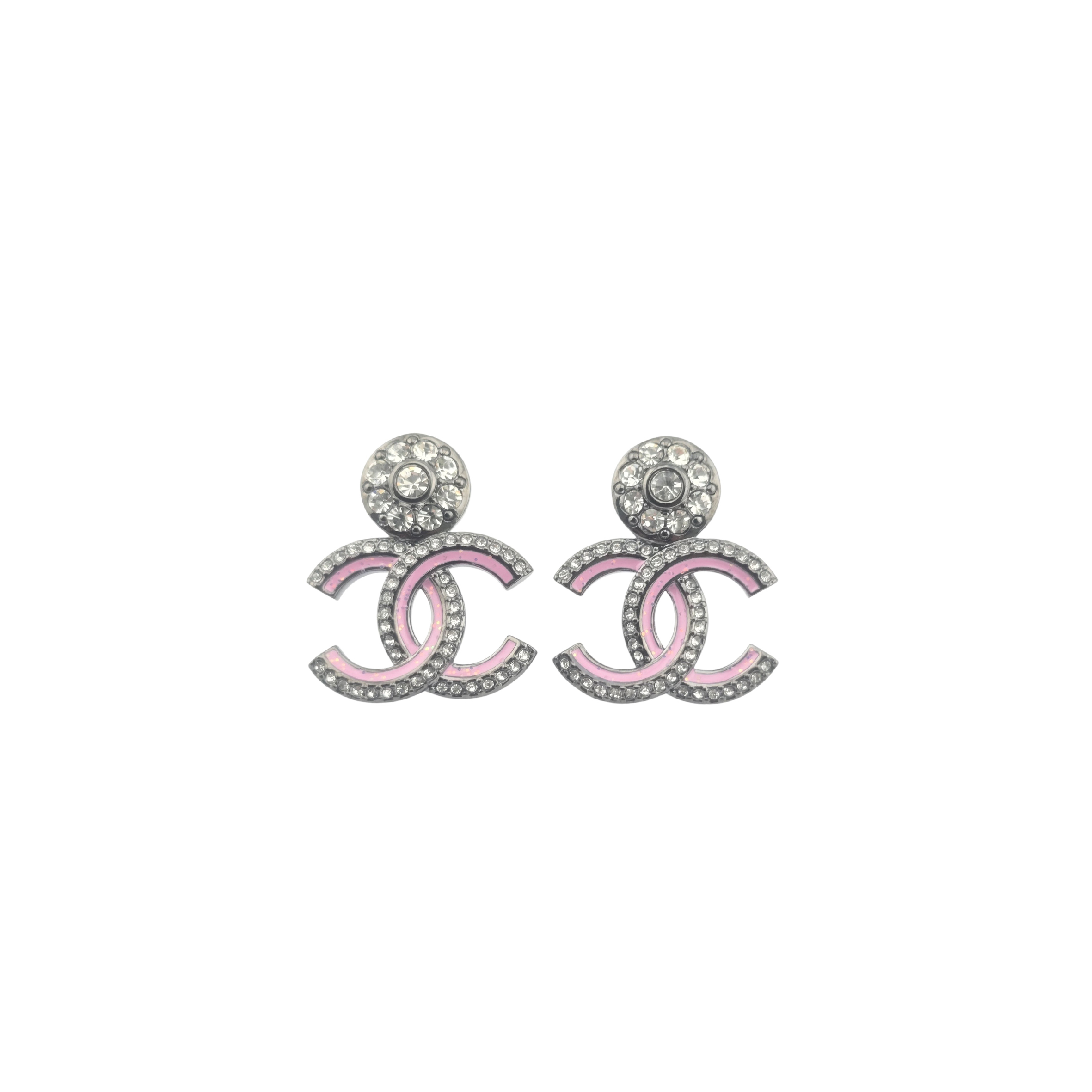 CHANEL CC RUTHENIUM PINK EARRINGS ABG407 